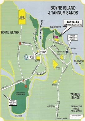 Area map of Tannum Sands and Boyne Island showing the location of Tanyalla